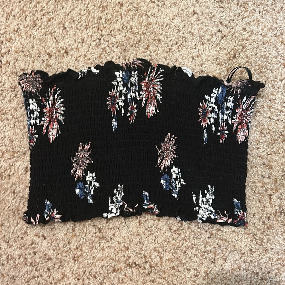 Cotton Candy black floral tube top